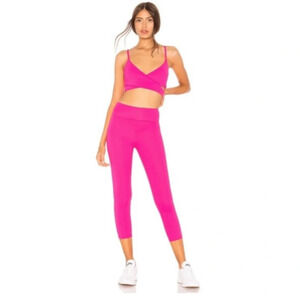 Revolve Lovewave Luka Leggings Fluo Pink Neon High Waisted Rise Crop Cropped M